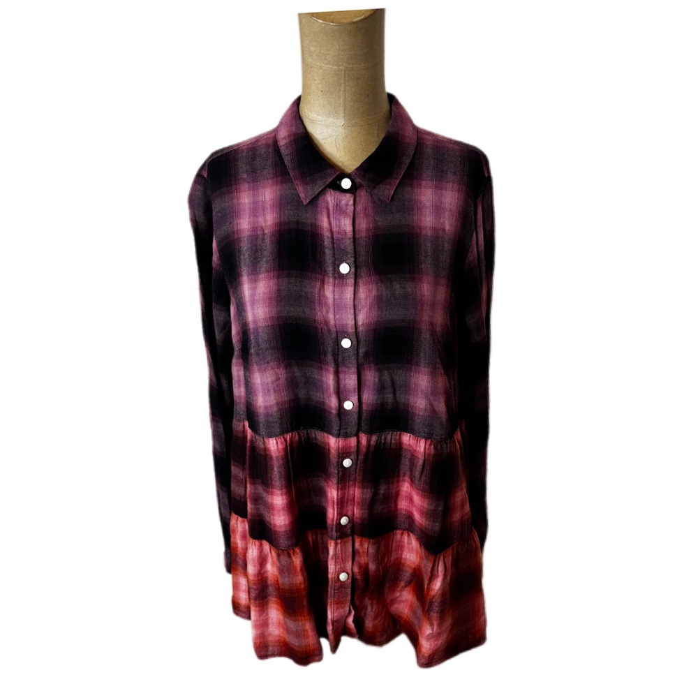 J Jill Purple & Pink Flannel Shirt Size Small